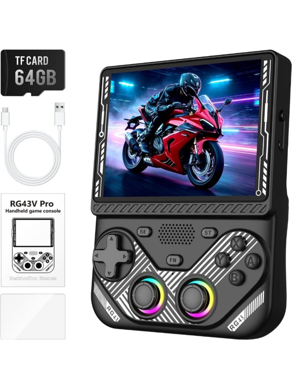 Retro Handheld Gaming Console - 4.3'' IPS, 5000 Classic Games, HDMI, Dual